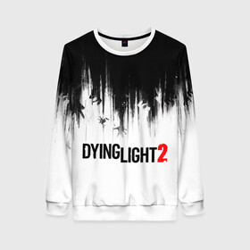 Женский свитшот 3D с принтом Dying Light 2 в Белгороде, 100% полиэстер с мягким внутренним слоем | круглый вырез горловины, мягкая резинка на манжетах и поясе, свободная посадка по фигуре | 2 | 2021 | dying light | light | logo | techland | игра | красный | кровь | лого | логотип