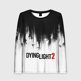 Женский лонгслив 3D с принтом Dying Light 2 в Белгороде, 100% полиэстер | длинные рукава, круглый вырез горловины, полуприлегающий силуэт | 2 | 2021 | dying light | light | logo | techland | игра | красный | кровь | лого | логотип
