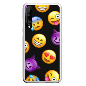 Чехол для Honor P30 с принтом Emoji в Белгороде, Силикон | Область печати: задняя сторона чехла, без боковых панелей | school | пенал | прикольный пенал | смайлы | школа | школьный пенал | эмодзи