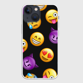 Чехол для iPhone 13 mini с принтом Emoji в Белгороде,  |  | school | пенал | прикольный пенал | смайлы | школа | школьный пенал | эмодзи