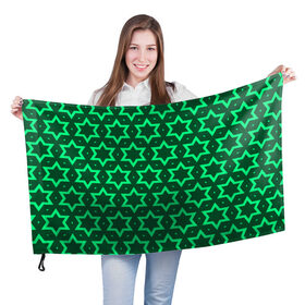 Флаг 3D с принтом Звезда Давида в Белгороде, 100% полиэстер | плотность ткани — 95 г/м2, размер — 67 х 109 см. Принт наносится с одной стороны | вертикальный рисунок | звезда | звезда давида | звёзды | звезды давида | зеленый | зеленый узор | светлый | тёмный | узор