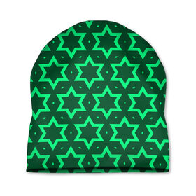 Шапка 3D с принтом Звезда Давида в Белгороде, 100% полиэстер | универсальный размер, печать по всей поверхности изделия | вертикальный рисунок | звезда | звезда давида | звёзды | звезды давида | зеленый | зеленый узор | светлый | тёмный | узор