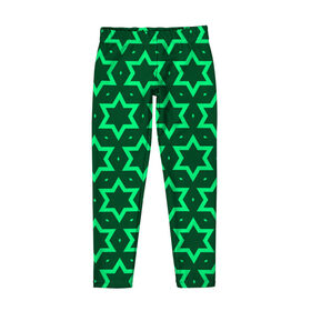 Детские леггинсы 3D с принтом Звезда Давида в Белгороде, полиэстер 85%, спандекс 15% | эластичный пояс, зауженный крой | вертикальный рисунок | звезда | звезда давида | звёзды | звезды давида | зеленый | зеленый узор | светлый | тёмный | узор