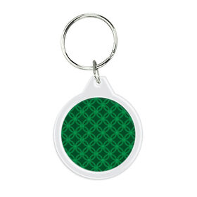 Брелок круглый с принтом Зелёный узор в Белгороде, пластик и полированная сталь | круглая форма, металлическое крепление в виде кольца | геометрические фигуры | зеленый | круг | ромб | светлый | темный | узор