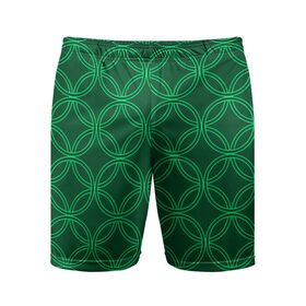 Мужские шорты спортивные с принтом Зелёный узор в Белгороде,  |  | Тематика изображения на принте: геометрические фигуры | зеленый | круг | ромб | светлый | темный | узор