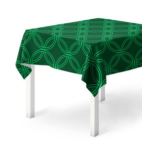 Скатерть 3D с принтом Зелёный узор в Белгороде, 100% полиэстер (ткань не мнется и не растягивается) | Размер: 150*150 см | геометрические фигуры | зеленый | круг | ромб | светлый | темный | узор