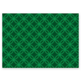 Поздравительная открытка с принтом Зелёный узор в Белгороде, 100% бумага | плотность бумаги 280 г/м2, матовая, на обратной стороне линовка и место для марки
 | геометрические фигуры | зеленый | круг | ромб | светлый | темный | узор