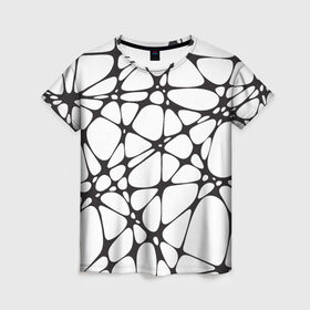 Женская футболка 3D с принтом Абстракция Паутинная в Белгороде, 100% полиэфир ( синтетическое хлопкоподобное полотно) | прямой крой, круглый вырез горловины, длина до линии бедер | abstract | cobweb | intersection | line | net | web | абстракция | линия | паутина | паутинка | пересечения