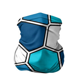 Бандана-труба 3D с принтом Ледяной витраж в Белгороде, 100% полиэстер, ткань с особыми свойствами — Activecool | плотность 150‒180 г/м2; хорошо тянется, но сохраняет форму | витраж | геометрия | зенит | сетка | синий | соты | футбол