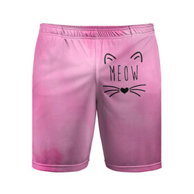 Мужские шорты спортивные с принтом MEOW в Белгороде,  |  | animal | cat | cute | pet | животное | кавай | киса | кот | котэ | милое