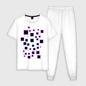 Мужская пижама хлопок с принтом Абстракция квадратов в Белгороде, 100% хлопок | брюки и футболка прямого кроя, без карманов, на брюках мягкая резинка на поясе и по низу штанин
 | 