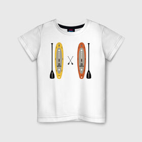Детская футболка хлопок с принтом сап серфинг в Белгороде, 100% хлопок | круглый вырез горловины, полуприлегающий силуэт, длина до линии бедер | serfing | sup boarding | sup serfing | sup серфинг | сап серфинг | серфинг
