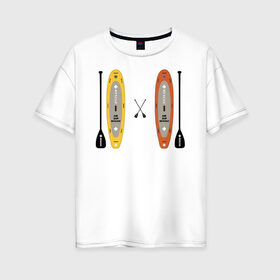 Женская футболка хлопок Oversize с принтом сап серфинг в Белгороде, 100% хлопок | свободный крой, круглый ворот, спущенный рукав, длина до линии бедер
 | serfing | sup boarding | sup serfing | sup серфинг | сап серфинг | серфинг