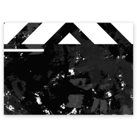 Поздравительная открытка с принтом Гранж-абстакция в Белгороде, 100% бумага | плотность бумаги 280 г/м2, матовая, на обратной стороне линовка и место для марки
 | Тематика изображения на принте: абстракция | геометрия | гранж | грязь | черно белый