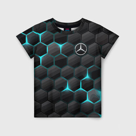Детская футболка 3D с принтом Mercedes-Benz в Белгороде, 100% гипоаллергенный полиэфир | прямой крой, круглый вырез горловины, длина до линии бедер, чуть спущенное плечо, ткань немного тянется | cell | germany | mercedes benz | pattern | prestige | германия | мерседес | престиж | соты | узор