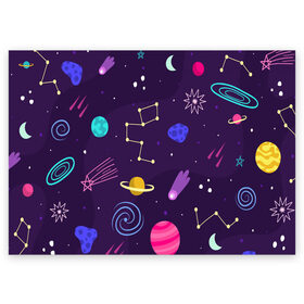 Поздравительная открытка с принтом Космический пейзаж в Белгороде, 100% бумага | плотность бумаги 280 г/м2, матовая, на обратной стороне линовка и место для марки
 | космос | неоновые | пейзажи | планеты
