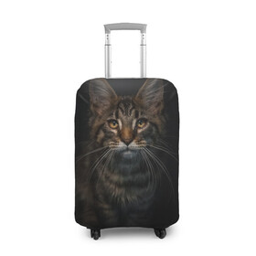 Чехол для чемодана 3D с принтом Кот усатый в Белгороде, 86% полиэфир, 14% спандекс | двустороннее нанесение принта, прорези для ручек и колес | cat | кот | котёнок | котик | кошка | мейн кун | полосатый | пушистый | усатый