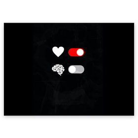 Поздравительная открытка с принтом Мозг отключись в Белгороде, 100% бумага | плотность бумаги 280 г/м2, матовая, на обратной стороне линовка и место для марки
 | Тематика изображения на принте: любовь | прикольная | сердце | черный