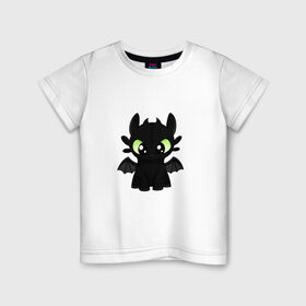 Детская футболка хлопок с принтом Беззубик в Белгороде, 100% хлопок | круглый вырез горловины, полуприлегающий силуэт, длина до линии бедер | dragon | беззубик | дракон | дракончик | черный дракон