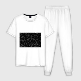 Мужская пижама хлопок с принтом Seven в Белгороде, 100% хлопок | брюки и футболка прямого кроя, без карманов, на брюках мягкая резинка на поясе и по низу штанин
 | Тематика изображения на принте: black | seven | снег | футболка с цифрой 7 | цифра 7 | черная футболка в белую точку | черная футболка с цифрой 7