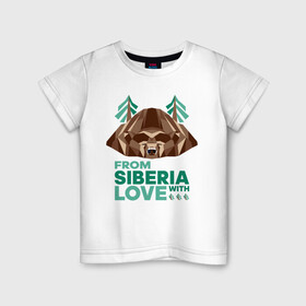 Детская футболка хлопок с принтом Из Сибири с любовью в Белгороде, 100% хлопок | круглый вырез горловины, полуприлегающий силуэт, длина до линии бедер | Тематика изображения на принте: bear | siberia | taiga | лес | медведь | мишка | россия | сибирь | тайга | хозяин тайги
