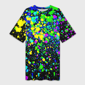 Платье-футболка 3D с принтом Неоновые краски лета в Белгороде,  |  | neon | pattern | summer | акварель | арт | брызги | граффити | грязный | грязь | искусство | капли | кислотные | краска | лето | мазки | паттерн | пятна | пятнистый | радуга | радужный | разноцветный | текстура