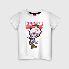 Детская футболка хлопок с принтом Киллуа Hunter x Hunter в Белгороде, 100% хлопок | круглый вырез горловины, полуприлегающий силуэт, длина до линии бедер | anime | hunter | hunter x hunter | killua | zoldyck | аниме | зодиак | охотник | охотники