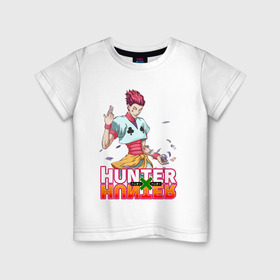 Детская футболка хлопок с принтом Хисока Hunter x Hunter в Белгороде, 100% хлопок | круглый вырез горловины, полуприлегающий силуэт, длина до линии бедер | Тематика изображения на принте: anime | hunter | hunter x hunter | zoldyck | аниме | зодиак | охотник | охотники | хисока