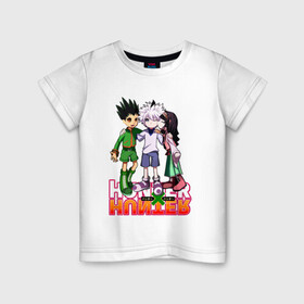 Детская футболка хлопок с принтом Хантер три героя в Белгороде, 100% хлопок | круглый вырез горловины, полуприлегающий силуэт, длина до линии бедер | anime | hunter | hunter x hunter | killua | zoldyck | аниме | зодиак | охотник | охотники