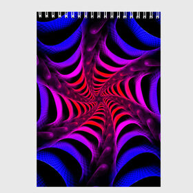 Скетчбук с принтом Спираль в Белгороде, 100% бумага
 | 48 листов, плотность листов — 100 г/м2, плотность картонной обложки — 250 г/м2. Листы скреплены сверху удобной пружинной спиралью | Тематика изображения на принте: красный | розовый | синий | спираль | тёмный | туннель | фиолетовый | черный