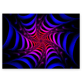 Поздравительная открытка с принтом Спираль в Белгороде, 100% бумага | плотность бумаги 280 г/м2, матовая, на обратной стороне линовка и место для марки
 | Тематика изображения на принте: красный | розовый | синий | спираль | тёмный | туннель | фиолетовый | черный