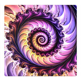 Магнитный плакат 3Х3 с принтом Спираль улитки в Белгороде, Полимерный материал с магнитным слоем | 9 деталей размером 9*9 см | волна | волны | желтый | раковина улитки | розовый | синий | спираль | улитка | фиолетовый
