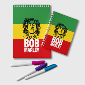 Блокнот с принтом Bob Marley в Белгороде, 100% бумага | 48 листов, плотность листов — 60 г/м2, плотность картонной обложки — 250 г/м2. Листы скреплены удобной пружинной спиралью. Цвет линий — светло-серый
 | Тематика изображения на принте: bob | bob marley | движение | музыка | рэгги | свобода | стиль | счастье | ямайка