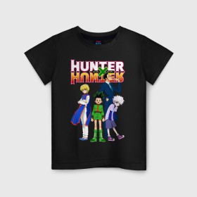 Детская футболка хлопок с принтом Hunter x Hunter в Белгороде, 100% хлопок | круглый вырез горловины, полуприлегающий силуэт, длина до линии бедер | anime | hunter x hunter | аниме | гон фрикс | манга | охотник х охотник | хантер хантер | хантеры