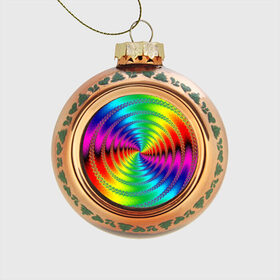Стеклянный ёлочный шар с принтом Цветной гипноз в Белгороде, Стекло | Диаметр: 80 мм | насыщенные цвета | радуга | спираль | цвет | цвета | яркие цвета | ярко