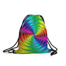 Рюкзак-мешок 3D с принтом Цветной гипноз в Белгороде, 100% полиэстер | плотность ткани — 200 г/м2, размер — 35 х 45 см; лямки — толстые шнурки, застежка на шнуровке, без карманов и подкладки | насыщенные цвета | радуга | спираль | цвет | цвета | яркие цвета | ярко