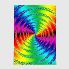 Постер с принтом Цветной гипноз в Белгороде, 100% бумага
 | бумага, плотность 150 мг. Матовая, но за счет высокого коэффициента гладкости имеет небольшой блеск и дает на свету блики, но в отличии от глянцевой бумаги не покрыта лаком | насыщенные цвета | радуга | спираль | цвет | цвета | яркие цвета | ярко