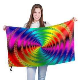 Флаг 3D с принтом Цветной гипноз в Белгороде, 100% полиэстер | плотность ткани — 95 г/м2, размер — 67 х 109 см. Принт наносится с одной стороны | насыщенные цвета | радуга | спираль | цвет | цвета | яркие цвета | ярко