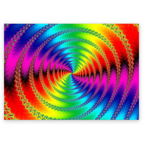 Поздравительная открытка с принтом Цветной гипноз в Белгороде, 100% бумага | плотность бумаги 280 г/м2, матовая, на обратной стороне линовка и место для марки
 | насыщенные цвета | радуга | спираль | цвет | цвета | яркие цвета | ярко