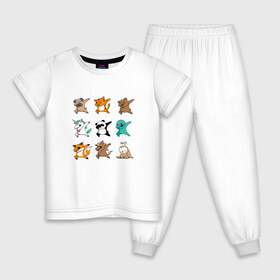 Детская пижама хлопок с принтом DAB & ANIMALS в Белгороде, 100% хлопок |  брюки и футболка прямого кроя, без карманов, на брюках мягкая резинка на поясе и по низу штанин
 | animals | cat | dab | dog | fox | дэб | единорог | единорог дэб | животные | инопланетянин | конь | кот дэб | кошка | ленивец | лиса | лиса дэб | лошадь | медведь | медведь дэб | панда | панда дэб | собака | собака дэб