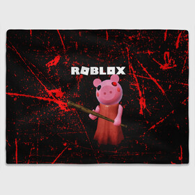 Плед 3D с принтом ROBLOX PIGGY - СВИНКА ПИГГИ в Белгороде, 100% полиэстер | закругленные углы, все края обработаны. Ткань не мнется и не растягивается | pig | piggy | roblox | игра | компьютерная игра | логотип | онлайн | онлайн игра | пигги | поросенок | роблакс | роблокс | свинка | свинья