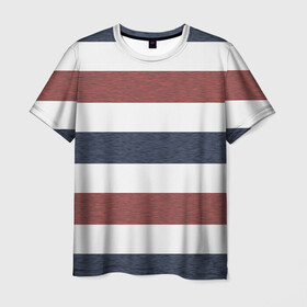 Мужская футболка 3D с принтом Полоски в Белгороде, 100% полиэфир | прямой крой, круглый вырез горловины, длина до линии бедер | бело красные | белый | в полоску | красно синие | красно синий | красный | повседневное | полоска | полосы | синий