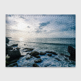 Обложка для студенческого билета с принтом Море в Белгороде, натуральная кожа | Размер: 11*8 см; Печать на всей внешней стороне | Тематика изображения на принте: брызги | вода | воды | волна | волны | камень | камни | море | морские | морской | небеса | небо | облака | облако | океан | прибой | природа | туча | тучи