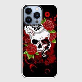 Чехол для iPhone 13 Pro с принтом Череп и змея в Белгороде,  |  | rose | skull | snake | змей | змея | розочки | розы | цветы | череп | черепок | черепушка