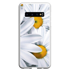 Чехол для Samsung Galaxy S10 с принтом Большие ромашки в Белгороде, Силикон | Область печати: задняя сторона чехла, без боковых панелей | Тематика изображения на принте: 3301 | 4800 | dpi | большие | весна | лето | осень | ромашки