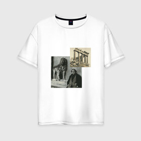 Женская футболка хлопок Oversize с принтом Иосиф Бродский Венеция в Белгороде, 100% хлопок | свободный крой, круглый ворот, спущенный рукав, длина до линии бедер
 | Тематика изображения на принте: венеция | иосиф бродский