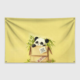 Флаг-баннер с принтом Заказывали Панду? ? в Белгороде, 100% полиэстер | размер 67 х 109 см, плотность ткани — 95 г/м2; по краям флага есть четыре люверса для крепления | order | panda | заказ | заказывали панду | панда | панда в коробке