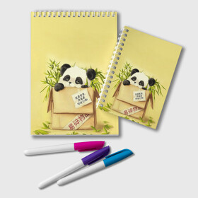 Блокнот с принтом Заказывали Панду? ? в Белгороде, 100% бумага | 48 листов, плотность листов — 60 г/м2, плотность картонной обложки — 250 г/м2. Листы скреплены удобной пружинной спиралью. Цвет линий — светло-серый
 | order | panda | заказ | заказывали панду | панда | панда в коробке