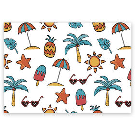 Поздравительная открытка с принтом Отпуск в Белгороде, 100% бумага | плотность бумаги 280 г/м2, матовая, на обратной стороне линовка и место для марки
 | Тематика изображения на принте: summer | ананас | ананасы | гаваи | гавайская | звезда | звёзды | зонт | лето | мороженное | отдых | отпуск | очки | пальма | пальмы | пляж | солнце | туризм | туристическая