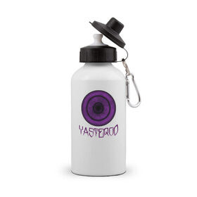 Бутылка спортивная с принтом YASTEROD big в Белгороде, металл | емкость — 500 мл, в комплекте две пластиковые крышки и карабин для крепления | eye | purple | rinnegan | yasterod | глаз | риннеган | фиолетовый
